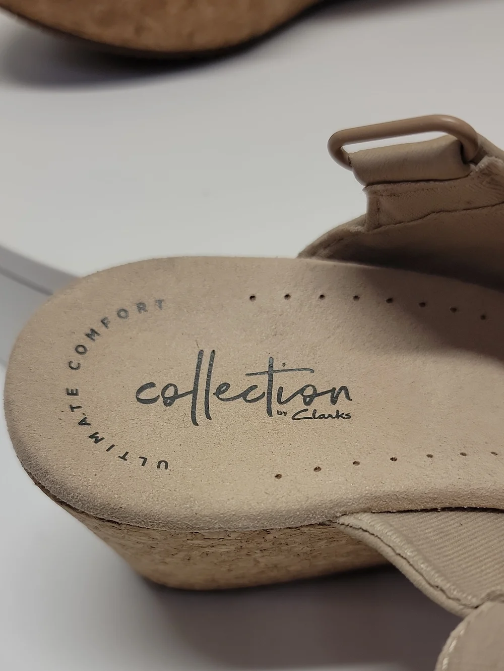Clark's Beige Slingback Cork Wedge Sandals - Ultimate Comfort Collection Sz 9.5